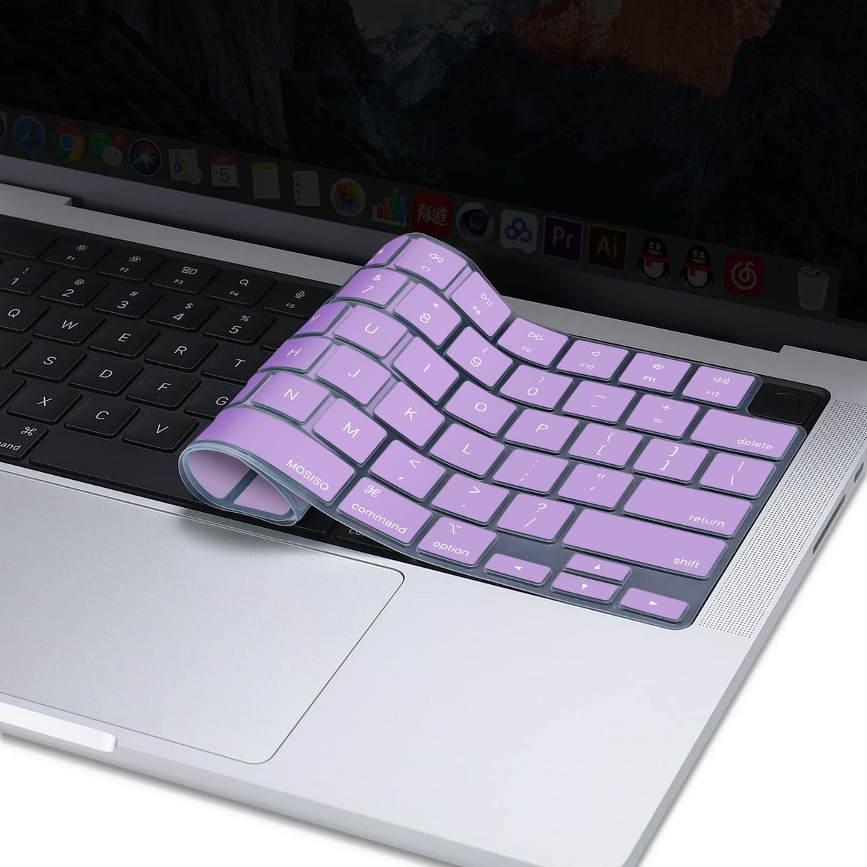 Keyboard Cover Skin For MacBook Air Pro 13 13.6 14 15.3 16 A2442 A2779 A2485 A2780 A2681 A2941 M1 M2 2021 to 2023 purple