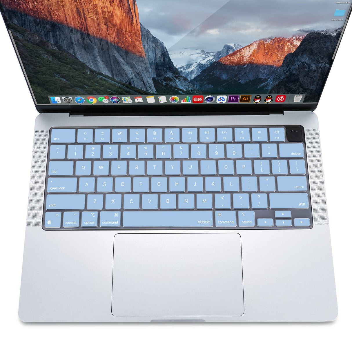 Keyboard Cover Skin For MacBook Air Pro 13 13.6 14 15.3 16 A2442 A2779 A2485 A2780 A2681 A2941 M1 M2 2021 to 2023 Sky Blue