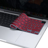 Keyboard Cover Skin For MacBook Air Pro 13 13.6 14 15.3 16 A2442 A2779 A2485 A2780 A2681 A2941 M1 M2 2021 to 2023 Wine Red - Close-Up Angle