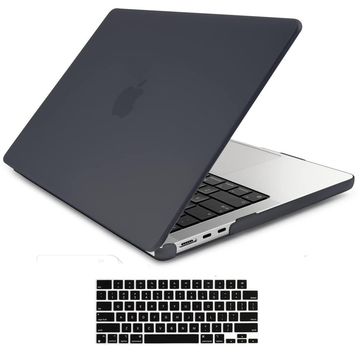 Frosted Hard Shell Case & Keyboard Skin for 2023/2022 MacBook Air 13 M2 Model A2681 - Black