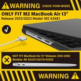 Frosted Hard Shell Case & Keyboard Skin for 2023/2022 MacBook Air 13 M2 Model A2681 - Black - Front View