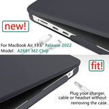 Frosted Hard Shell Case & Keyboard Skin for 2023/2022 MacBook Air 13 M2 Model A2681 - Black - Top-Down View