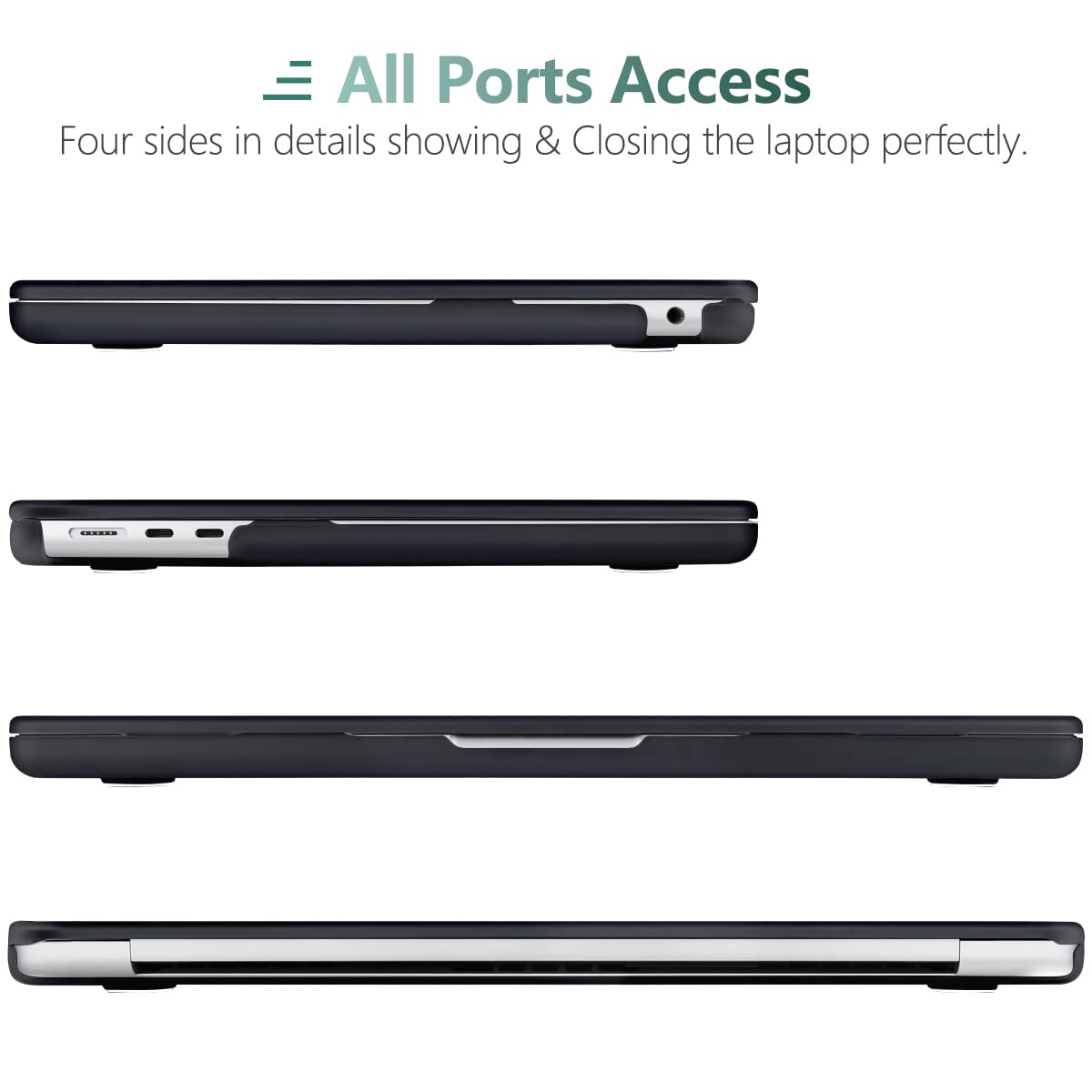 Frosted Hard Shell Case & Keyboard Skin for 2023/2022 MacBook Air 13 M2 Model A2681 - Black