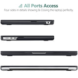 Frosted Hard Shell Case & Keyboard Skin for 2023/2022 MacBook Air 13 M2 Model A2681 - Black - Rear View