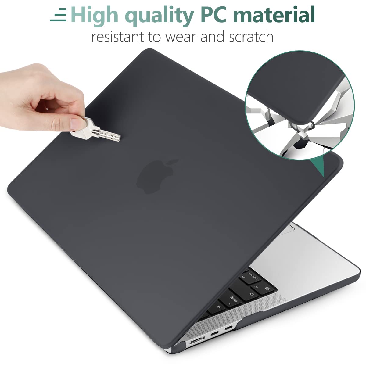 Frosted Hard Shell Case & Keyboard Skin for 2023/2022 MacBook Air 13 M2 Model A2681 - Black