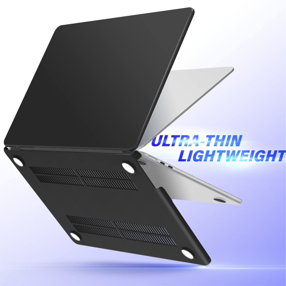 Frosted Hard Shell Case & Keyboard Skin for 2023/2022 MacBook Air 13 M2 Model A2681 - Black