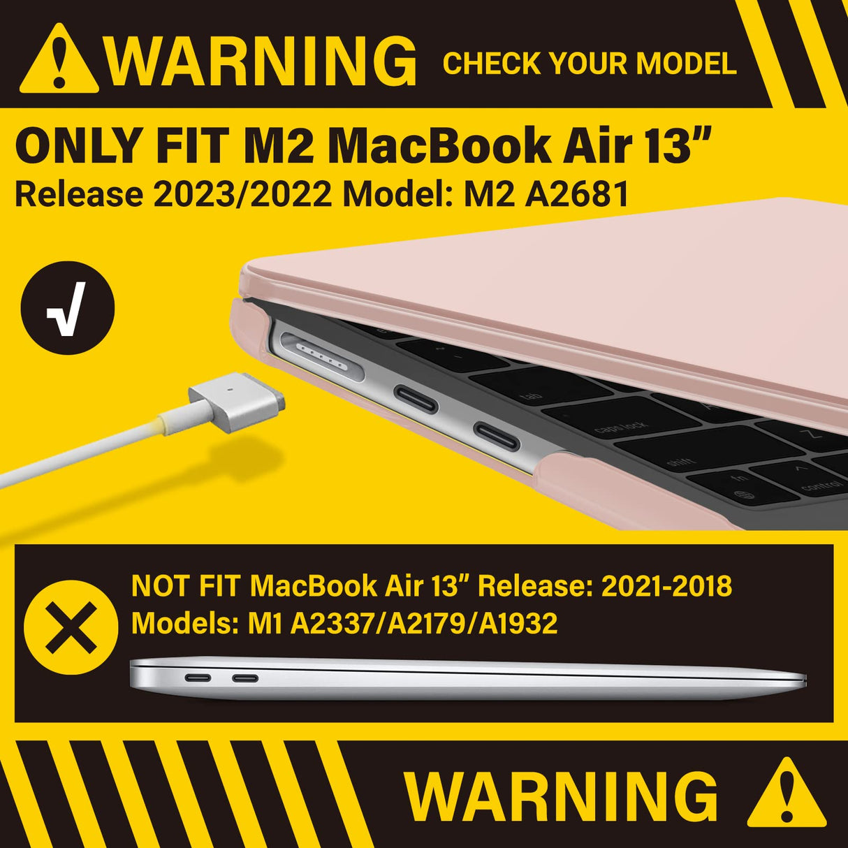 Chic Pink Hard Case & Keyboard Skin for 2023 2022 MacBook Air 13 M2 Model A2681