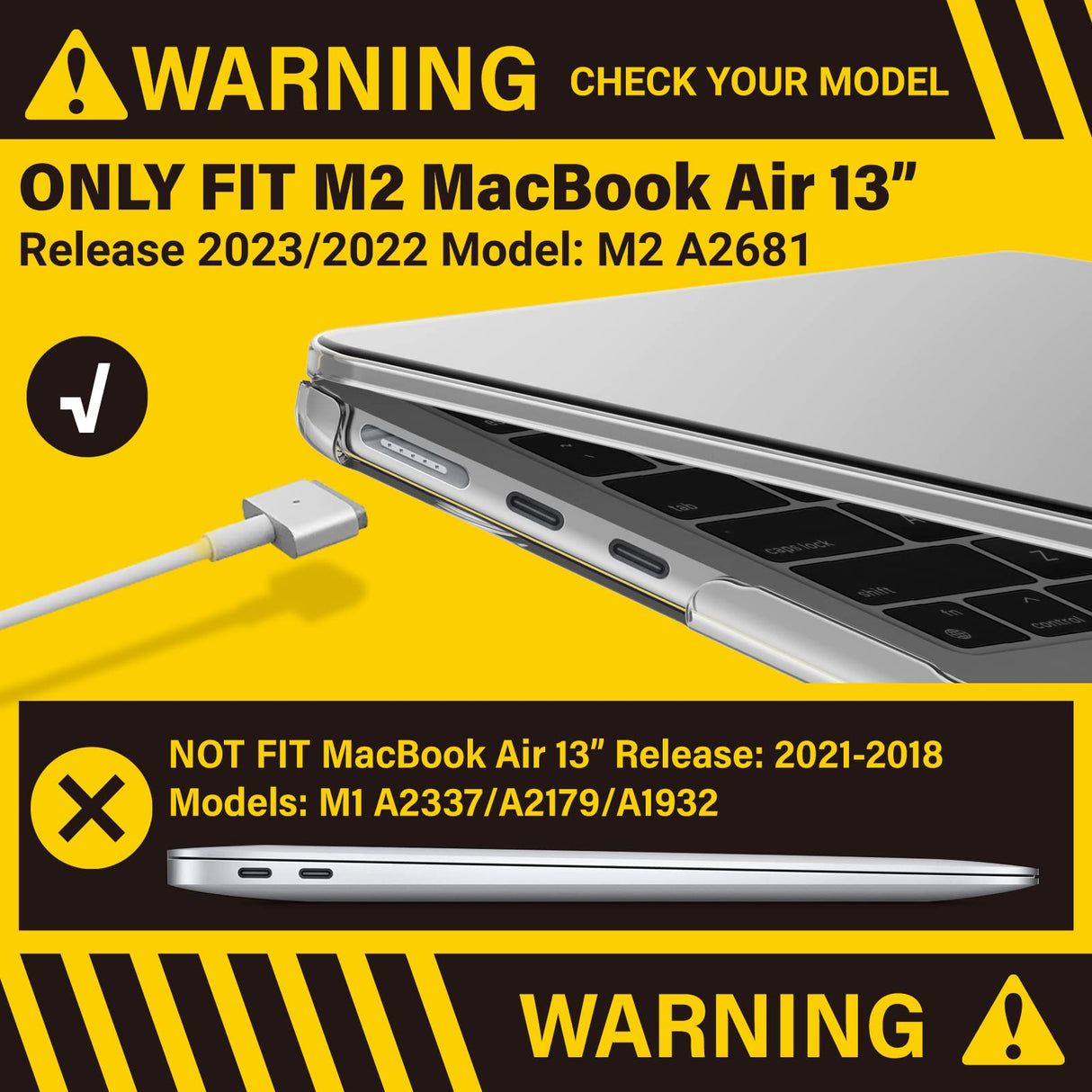Stylish Hard Shell Case & Keyboard Skin for 2023/2022 MacBook Air 13 M2 A2681 - White