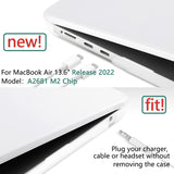 Stylish Hard Shell Case & Keyboard Skin for 2023/2022 MacBook Air 13 M2 A2681 - White - Top-Down View