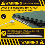 Suitable for  2023 2022 MacBook Air 13 inch case M2 Model A2681 Hard Shell Case Keyboard Cover Midnight Green - Front View