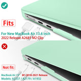 Frosted Hard Shell Case & Keyboard Skin for 2023/2022 MacBook Air 13 M2 Model A2681 - Green
