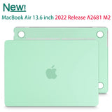 Frosted Hard Shell Case & Keyboard Skin for 2023/2022 MacBook Air 13 M2 Model A2681 - Green - 45-Degree Angle