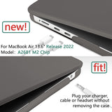 Premium Grey Hard Shell Case & Keyboard Cover for 2023/2022 MacBook Air 13 M2 Model A2681