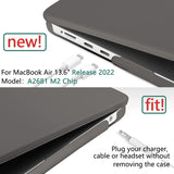 Premium Grey Hard Shell Case & Keyboard Cover for 2023/2022 MacBook Air 13 M2 Model A2681 - Top-Down View