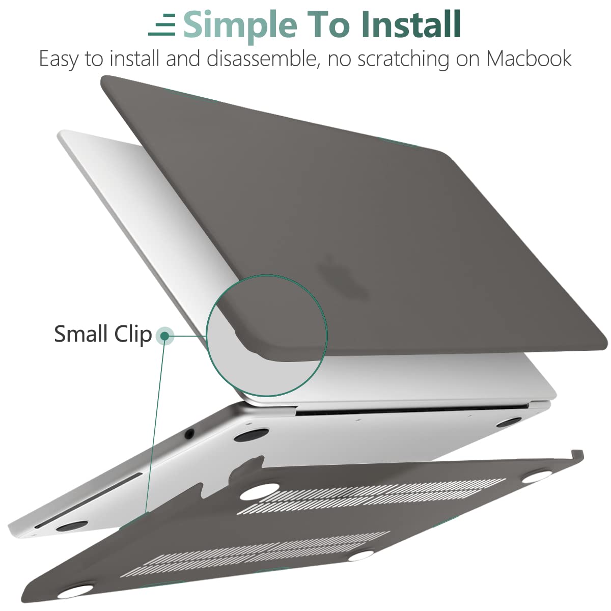 Premium Grey Hard Shell Case & Keyboard Cover for 2023/2022 MacBook Air 13 M2 Model A2681