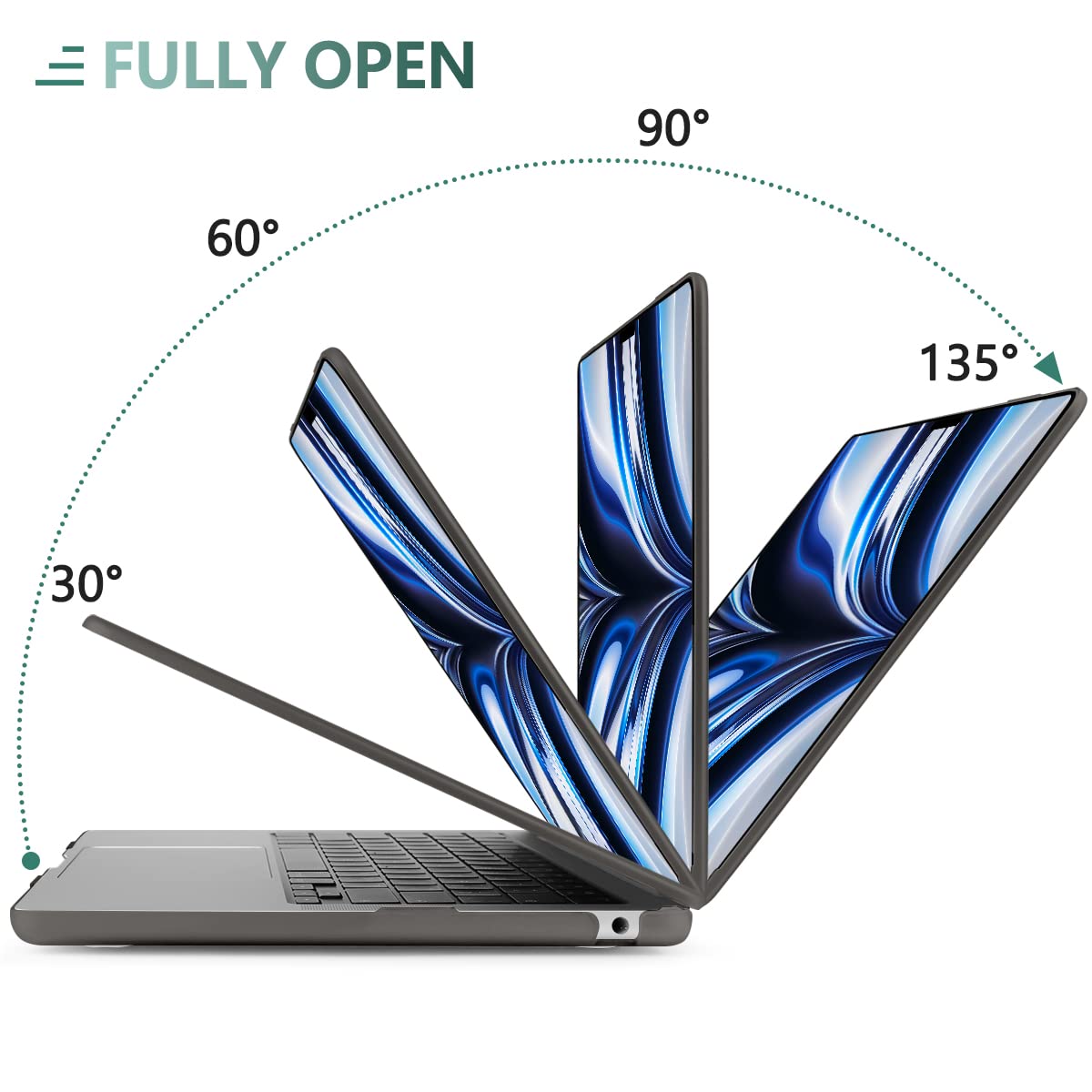 Premium Grey Hard Shell Case & Keyboard Cover for 2023/2022 MacBook Air 13 M2 Model A2681