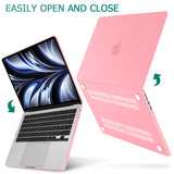 Chic Pink Hard Shell Case with Keyboard Protector for 2023/2022 MacBook Air 13-inch M2 Model A2681 - Low Angle