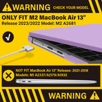 Suitable for 2023 2022 MacBook Air 13 inch case M2 Model A2681 Hard Shell Case Keyboard Cover Purple, image 2