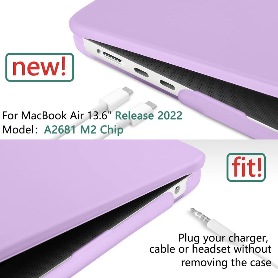 Suitable for 2023 2022 MacBook Air 13 inch case M2 Model A2681 Hard Shell Case Keyboard Cover Purple, image 4