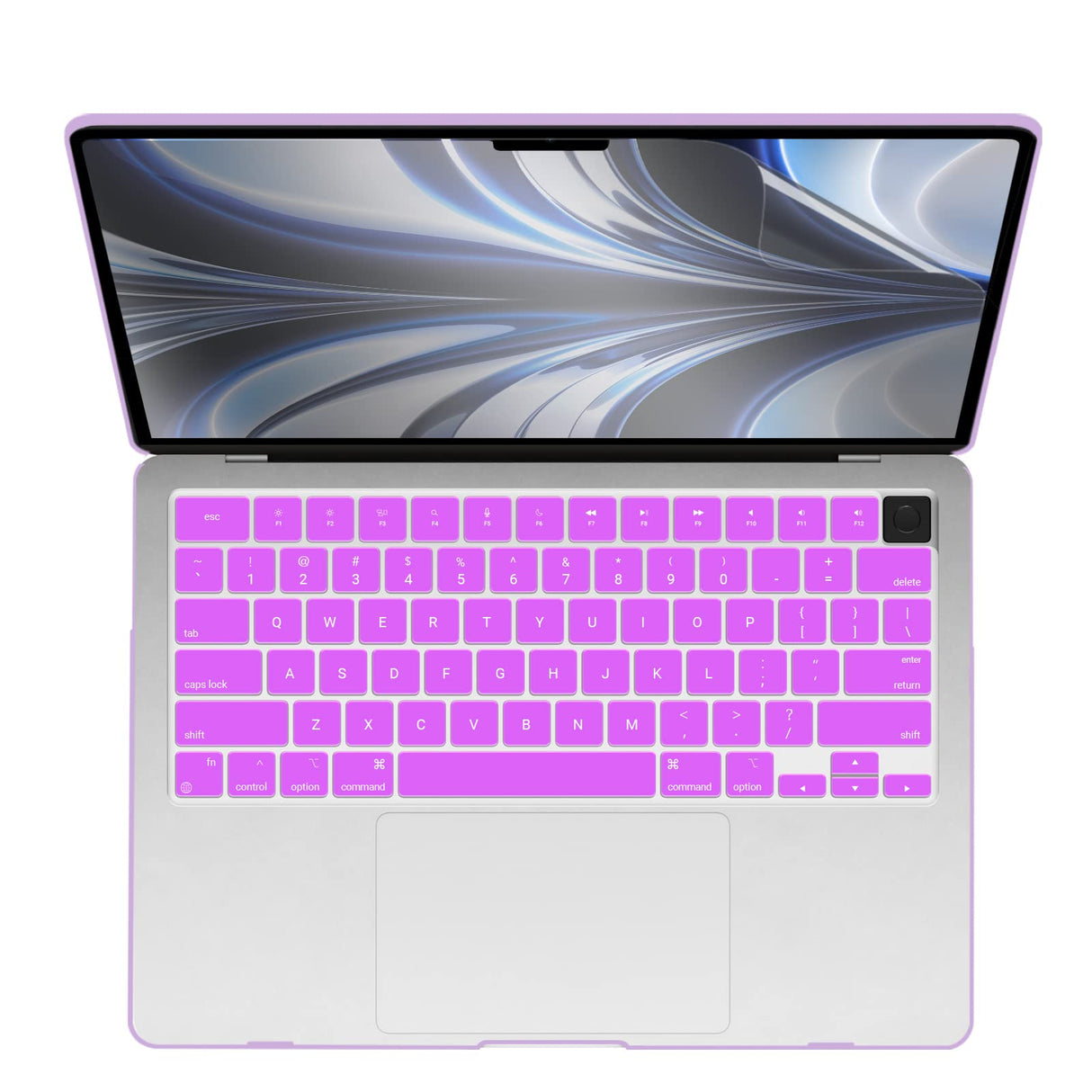 Frosted Hard Shell Case with Keyboard Skin for 2022-2023 MacBook Air 13 M2 Model A2681 - Violet