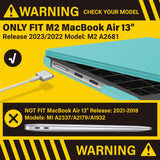 Turquoise Protective Hard Case & Silicone Keyboard Skin for 2023/2022 MacBook Air 13 M2 Model A2681 - Front View