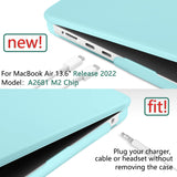 Turquoise Protective Hard Case & Silicone Keyboard Skin for 2023/2022 MacBook Air 13 M2 Model A2681 - Top-Down View