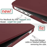 Chic Wine Red Hard Shell Cover with Keyboard Protector for 2023 2022 MacBook Air 13 M2 Model A2681 - Top-Down View