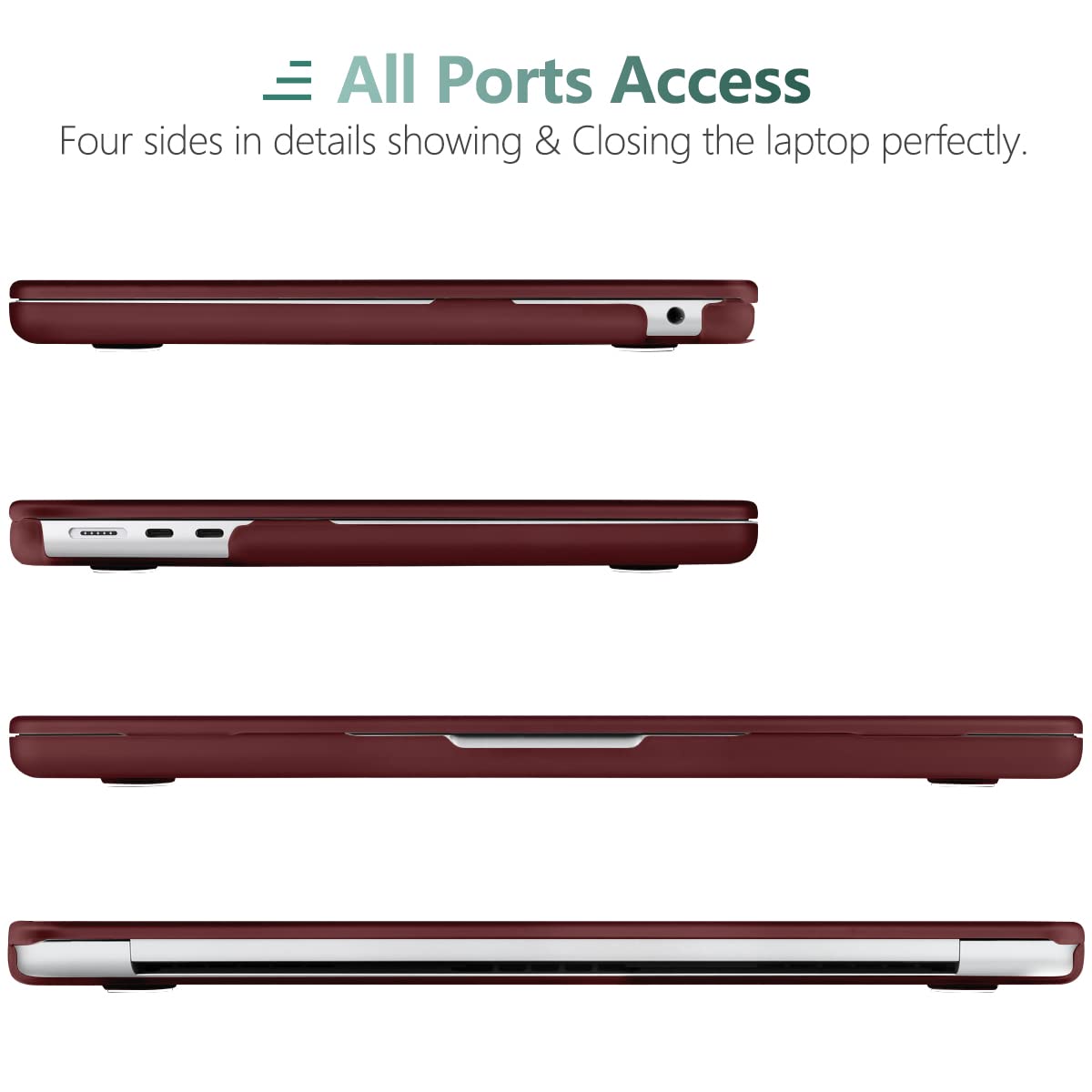 Chic Wine Red Hard Shell Cover with Keyboard Protector for 2023 2022 MacBook Air 13 M2 Model A2681