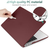 Chic Wine Red Hard Shell Cover with Keyboard Protector for 2023 2022 MacBook Air 13 M2 Model A2681 - Low Angle