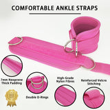 2x Adjustable Ankle Straps for Cable Machines D-Rings Gym Cuff Kickbacks Glute Workouts Leg Extensions Straps Hip Pink - Front View