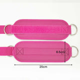 2x Adjustable Ankle Straps for Cable Machines D-Rings Gym Cuff Kickbacks Glute Workouts Leg Extensions Straps Hip Pink - Top-Down View