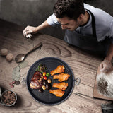 Korean BBQ Grill Pan Non-Stick Smokeless Stovetop BBQ Grill Plate Indoor Outdoor - Rear View