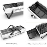 Foldable Portable Charcoal Frying Grill Grilling Outdoor Tabletop BBQ Grill For Camping Hiking Picnics - 45-Degree Angle