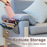 Bed Organiser Bed Caddy Sofa Organiser Bedside Organiser Book Magazines Organiser Grey - Close-Up Angle