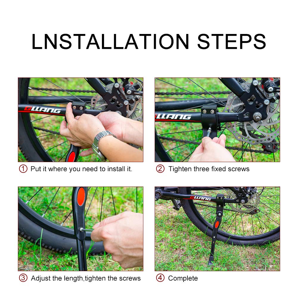 Adjustable Bike Kickstand Kickstand Rear Bicycle Stand for Bike 22-28 Black