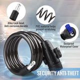 1.2m 2 Keys Bicycle Lock Bike Cable Locks Motorcycle Lock  Mounting Bracket Scooter Lock - Front View