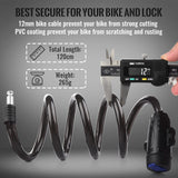1.2m 2 Keys Bicycle Lock Bike Cable Locks Motorcycle Lock  Mounting Bracket Scooter Lock - Top-Down View