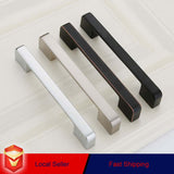 Zinc Kitchen Cabinet Handles Drawer Bar Handle Pull black color hole to hole size 128mm - Front View