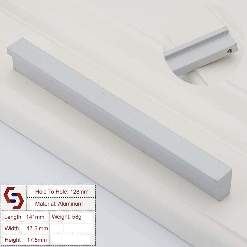 Aluminium Kitchen Cabinet Handles Drawer Bar Handle Pull Silver 128mm