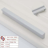 Zinc Kitchen Cabinet Handles Drawer Bar Handle Pull Silver 128mm - Front View