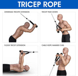 Tricep Rope Fitness Gym Pulley Pull Down Rope Cable Machine Attachment Pull down Rope - 45-Degree Angle