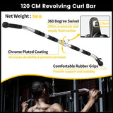 120cm Tricep Press Solid Pulldown Bar Cable Machine Revolving LAT Pull down Bar Rotating Curl Bar - Front View
