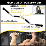 75cm Tricep Press Pulldown Bar Cable Machine Revolving LAT Pull down Bar Rotating Curl Bar - Front View