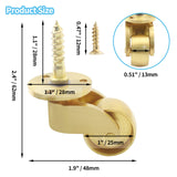 25mm Castor Brass Caster Wheel Swivel Vintage Chairs Cabinet Bed Furniture Wheels Brass - Front View