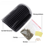 Cat Self Groomer Catnip  Dog Cat Toy Corner Groomer Wall Corner Scratcher Comb Grooming Massage Brush Black - Front View