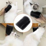 Cat Self Groomer Catnip  Dog Cat Toy Corner Groomer Wall Corner Scratcher Comb Grooming Massage Brush Black - Rear View