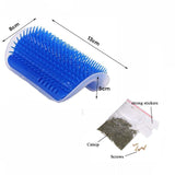Cat Self Groomer Catnip  Dog Cat Toy Corner Groomer Wall Corner Scratcher Comb Grooming Massage Brush Blue - Side View
