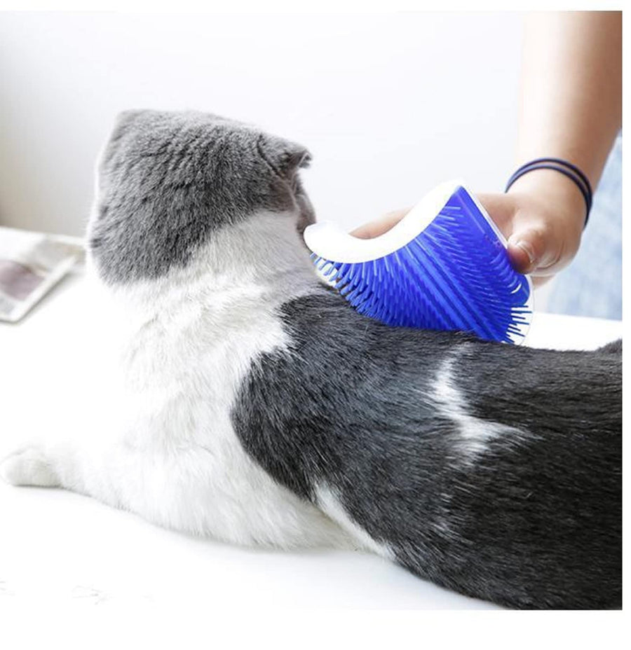 Cat Self Groomer Catnip Dog Cat Toy Corner Groomer Wall Corner Scratcher Comb Grooming Massage Brush Blue, image 4