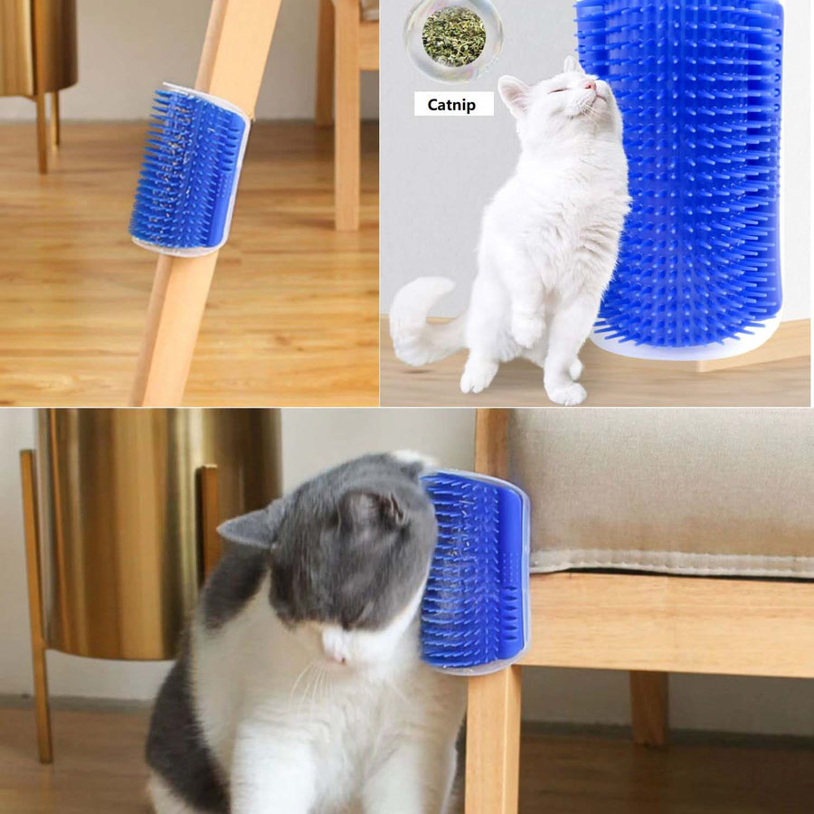 Cat Self Groomer Catnip Dog Cat Toy Corner Groomer Wall Corner Scratcher Comb Grooming Massage Brush Blue, image 5