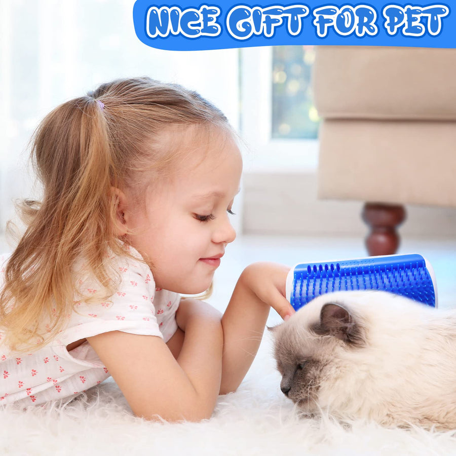 Cat Self Groomer Catnip Dog Cat Toy Corner Groomer Wall Corner Scratcher Comb Grooming Massage Brush Blue, image 6